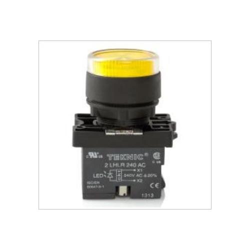 Teknic Yellow LED Bulb/ Yellow Lens Illuminated Actuator Bayonet With LED Bulb BA9S Type, P2ALF8LB